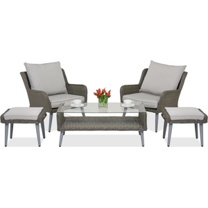 Garden Point Градински мебели Bilbao Terrace + 2 пуфа Garden Point сив (GAP424-TERPU)