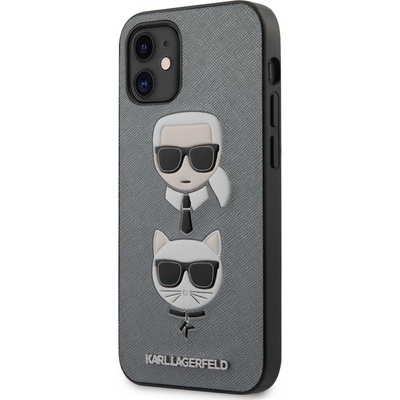 KARL LAGERFELD Saffiano Karl Head Leather Case - дизайнерски кожен кейс за iPhone 12 mini