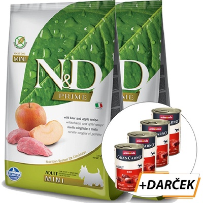 N&D Grain Free Adult Mini Boar & Apple 2 x 7 kg
