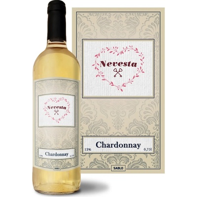 Sablio Nevěsta srdce Chardonnay biele suché víno 12 % 0,75 l (čistá fľaša)