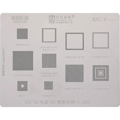 Pájkovacia šablóna Power Logic MacBook Pro 13" / 15" (A1989 / A1990 / A2159 / 2018–2019) – MAC 6 MAC1598