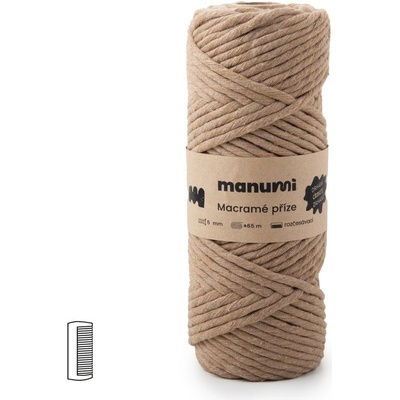 Manumi Macramé příze stáčená 5mm světle hnědá - 1 ks