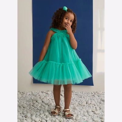 Abel & Lula Нежна тюлена рокля в зелен цвят за момиче Abel&Lula