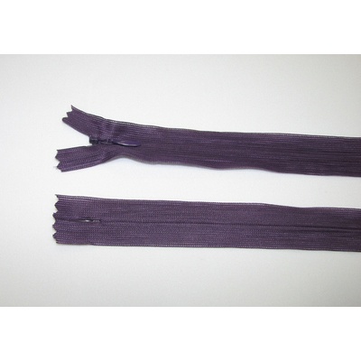 Zips krytý 3mm baklažánová nedeliteľný 18cm dederon