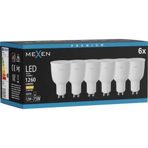 Mexen Nova 6x LED Крушка GU10, 12W, Топла - 3000K, 1260 lm - L108-GU10-1230-01x06 (L108-GU10-1230-01x06)