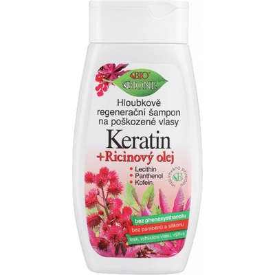 Bione Keratin a Ricinový olej regeneračný šampón na vlasy 260 ml