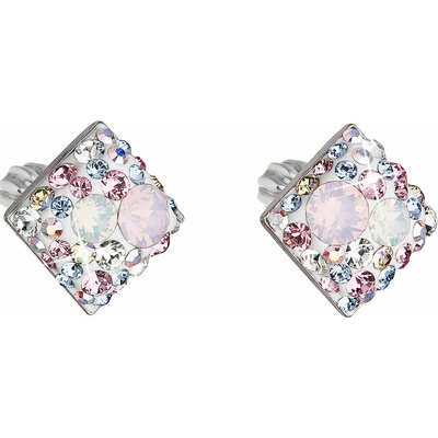 PAVONA Strieborné náušnice kôstka s krištáľmi Swarovski ružový kosoštvorec 31169.3
