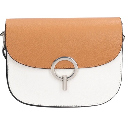 Dámská kožená crossbody kabelka Italia Moniq hnědobílá