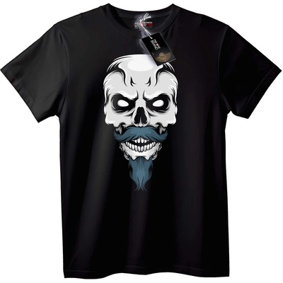 NOONEBRAND Тениска Череп с мустаци - 2XL, White