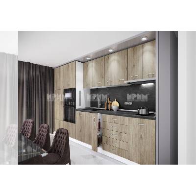 ИРИМ Кухня Сити 976 бяло гладко / дъб сонома арвен с термоплот