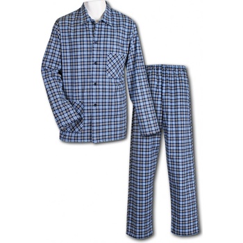Luiz Jirka 129 pánské pyžamo dlouhé propínací flanel modré