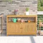 vidaXL Градинска конзолна маса с рафт Светъл акация 110 x 35 x 75 cm (42026801)