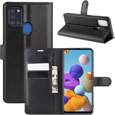 Gigapack Samsung A21s GIGAPACK Калъф стоящ, с кожен ефект FLIP, премиум, BLACK GP-98226 (GP-98226)