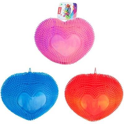 Teddies Loptička srdca mačkací chlpatý antistresový silikón 18cm dúhový 3 farby