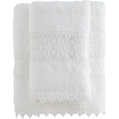 Soft Cotton Ručník DEMET s krajkou 50 x 100 cm Smetanová