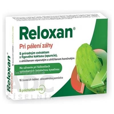 Reloxan Pri pálení záhy mäta 16 žuvacích tabliet