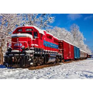 Bluebird Puzzle - Puzzle Red Train In The Snow - 1 500 piese