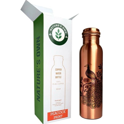 Měděná láhev na vodu vzor Páv, 950 ml, Nature's Own