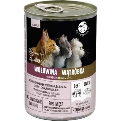 PetRepublic s hovädzím mäsom a pečeňou v želé 400 g