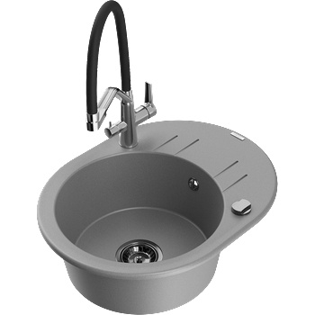 Mexen Kevin мивка от гранит с 1 камера и кухненски смесител Duo, сив - 6517-71-671701-07-B (6517-71-671701-07-B)