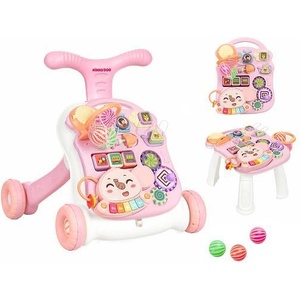 KikkaBoo Играчка за прохождане 3в1 Play & Grow Pink Проходилка