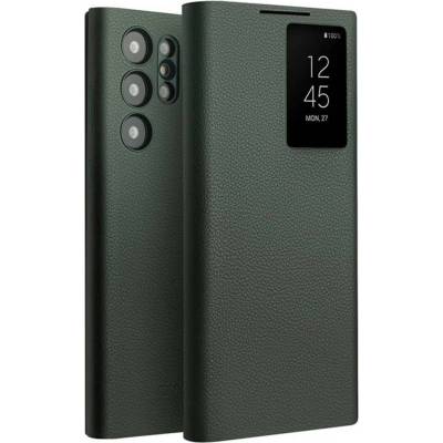 Qialino Активен Кожен Калъф за Samsung S23 Ultra, Qialino Smart View Book Case, Зелен (5906601553611)