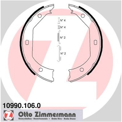 Sada brzdových čelistí, parkovací brzda ZIMMERMANN 10990.106.0 (109901060)