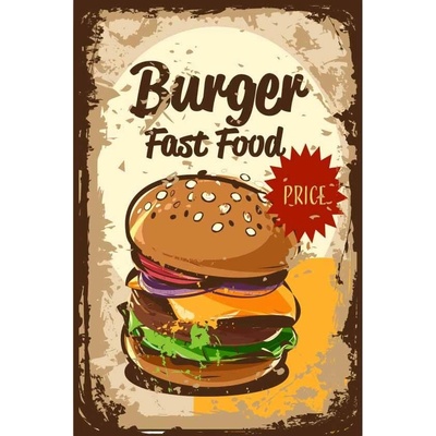Ceduľa Burger - Fast Food 40 x 30 cm