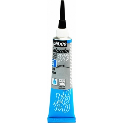 Setacolor 3D kontura 37 metalická silver 20 ml Pebeo