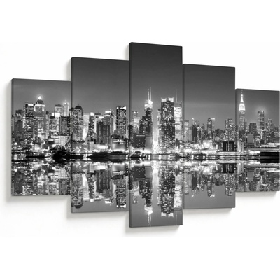 Obraz - New York, černobílý, pětidílný 150x105 cm
