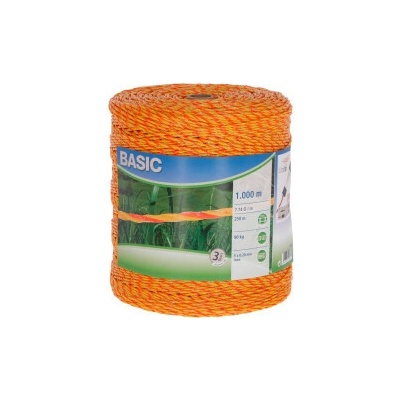 Lanko pre elektrický ohradník, 3 mm/1000 m, žlto-oranžové