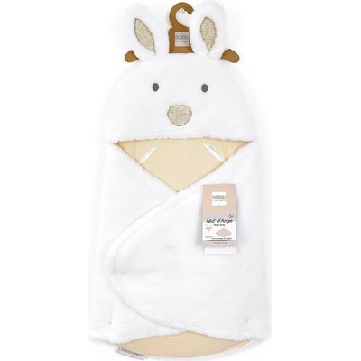 Doudou Plyšová biela dečka s kapucňou Happy Wild