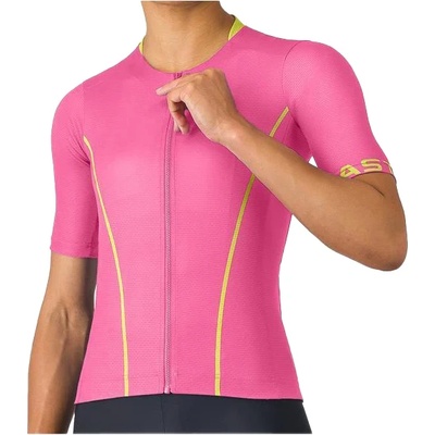 Castelli Дамска фланелка с къс ръкав за колоездене Castelli Women's Anima Flow Jersey Cycling jersey - Rosa Giro / Mango Mojito (156-2739-0313)