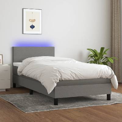 Petrashop 3132958 boxspring postel s matrací a LED tmavě šedá textil