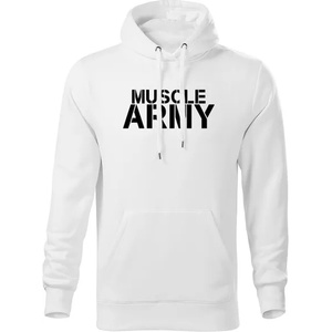 DRAGOWA мъжки суитшърт с качулка Muscle Army, бял, 320г/м2 (5784)