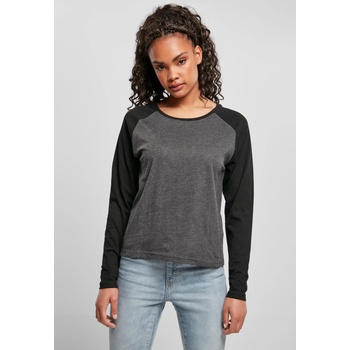 Urban Classics Дамска блуза в черно и сиво Ladies Contrast LongsleeveUB-TB4539-01166 - Черен и сив, размер S