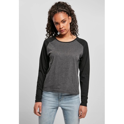 Urban Classics Дамска блуза в черно и сиво Ladies Contrast LongsleeveUB-TB4539-01166 - Черен и сив, размер S