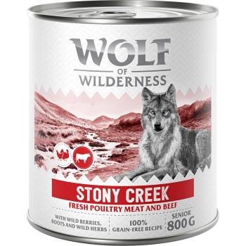 Wolf of Wilderness 6x800г Stony Creek Senior Wolf of Wilderness, консервирана храна за кучета - птиче месо с говеждо, без зърно