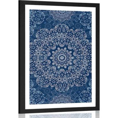 Plakát s paspartou modrá Mandala s abstraktním vzorem - 40x60 white