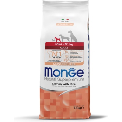 Monge Speciality Line Mini Adult Monoprotein суха храна за кучета - сьомга, ориз 7, 5 кг