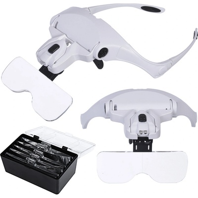 Verk 09099 Náhlavná lupa okuliare s 2 LED 3,5x