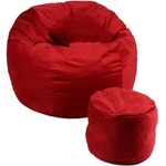 PUFRELAX Комплект, Барбарон с табуретка за крака, 500л. Matusalem - Red Diamond, Перящ се калъф, Подходящ за деца, Пълнеж с микс от мемори пяна и дунапрен, Гама Plush Diamond (PUF-M-MO-PH-REDM) - topmall