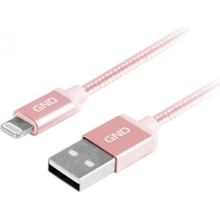 GND LIGHTN200MM09 USB / lightning MFI, opletený, 2m, růžový