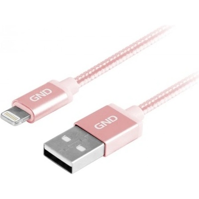 GND LIGHTN200MM09 USB / lightning MFI, opletený, 2m, růžový