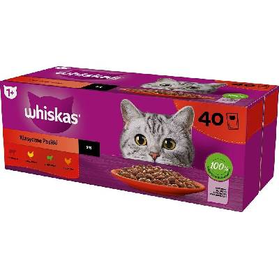 WHISKAS Classic Meals krmivo pro kočky v omáčce 40x85 g + TRIXIE kuřecí a lososové kroužky 50 g