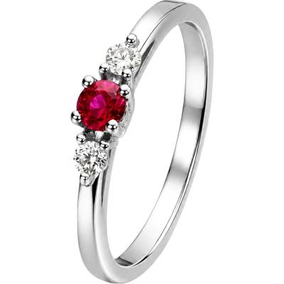 Zlaton Prsten bílé zlato 14kt s rubínem a diamanty N18032602403