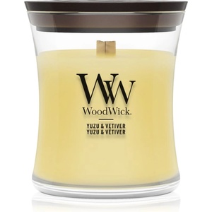 WoodWick Yuzu & Vetiver ароматна свещ с дървен фитил 85 гр