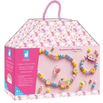 Janod Atelier Креативен комплект Изработка на бижута Дървени мъниста Дъгова страна 4 бр