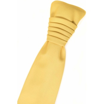 Matná francúzska kravata s vreckovkou žltá