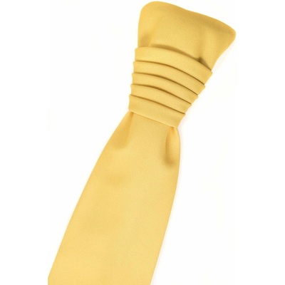 Matná francúzska kravata s vreckovkou žltá